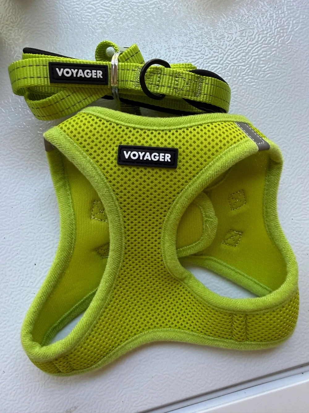 Voyager Neon Green Mesh Dog Harness with Matching Leash
